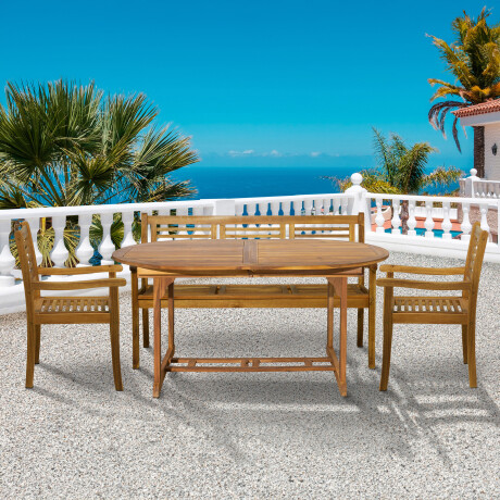 Artistiq Living Tuinset 'Larissa' 2 stoelen + 1 bank + 1 uitschuifbare tafel, Acaciahout