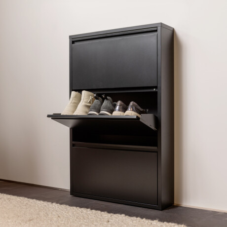 WOOOD Schoenenkast 'Sabine' 3-laags, 103 x 66cm, kleur Zwart