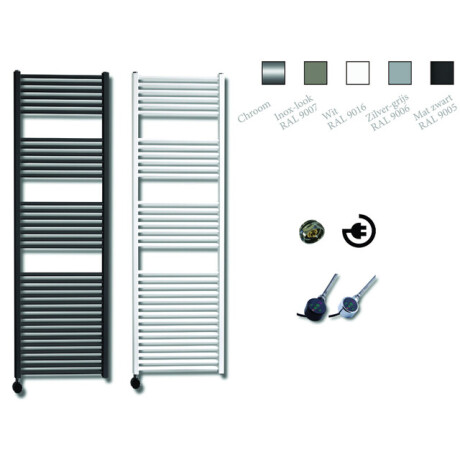 Sanicare Elektrische Design Radiator - 172 x 45 cm - 920 Watt - thermostaat chroom linksonder - chroom HRLEC 451720/C