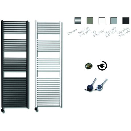 Sanicare Elektrische Design Radiator - 172 x 45 cm - 920 Watt - thermostaat chroom linksonder - inox look HRLEC 451720/I