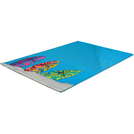 Sansibar Vloerkleed Rantum Beach SA-018 Vlak geweven, modern design, surfplanken, geschikt voor binnen en buiten
