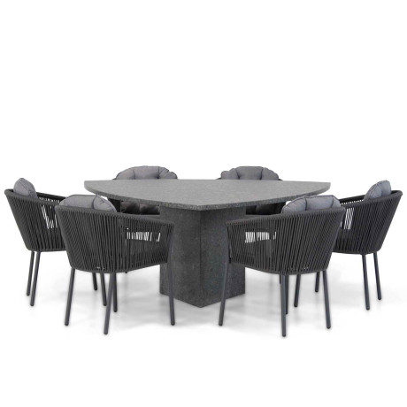 Santika Novita/Graniet 170 cm triangel dining tuinset 7-delig