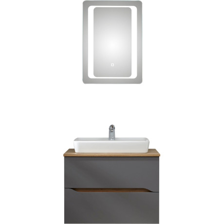 Saphir Badkamerserie Quickset 2-delig, keramieken opzetwasbak met led-spiegel (4-delig)