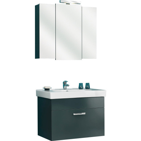 Saphir Badkamerserie Quickset 2-delig, keramieken wastafel met led-spiegelkast, badkameraccessoire-set (2-delig)