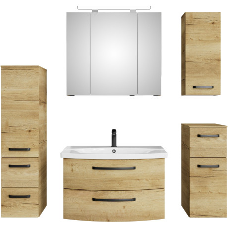 Saphir Badmeubelset Serie 4010 5-teilig Keramik-Waschtisch mit LED-Spiegelschrank (set)