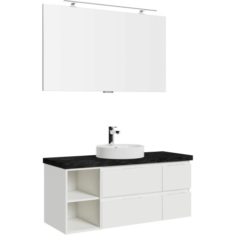 Saphir Badmeubelset Serie 4035 2-delig, keramisch opzetwasbak met LED-spiegel Wastafel incl. deurdemper, 120 cm breed, 4 lades, 3 deuren (set)