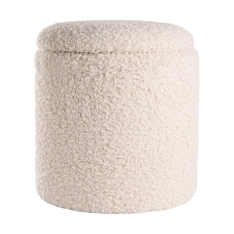 Sem teddy poef gebroken wit - met opbergruimte - Ø 36 cm