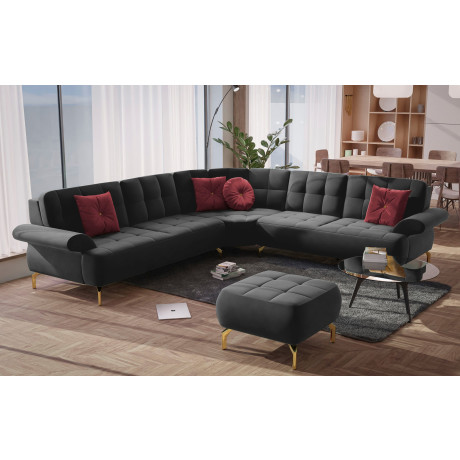 sit&more Hoekbank Orient 1 L-vorm inclusief 4 sierkussens met strassteentjes, goudkleurige metalen poten