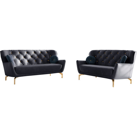 sit&more Zithoek Orient 3 inclusief 4 sierkussens met strassteentjes, goudkleurige metalen poten (2-delig)