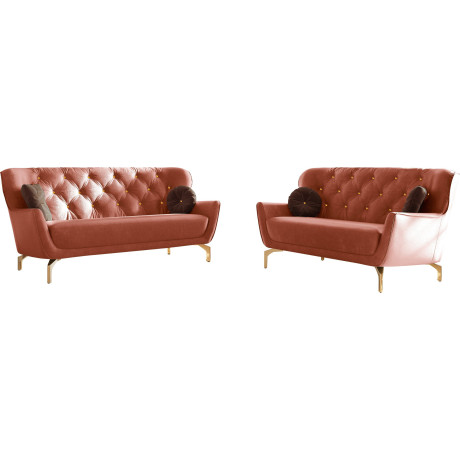 sit&more Zithoek Orient 3 inclusief 4 sierkussens met strassteentjes, goudkleurige metalen poten (2-delig)