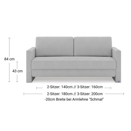 BRUNO Slaapbank 160cm in Licht grijs