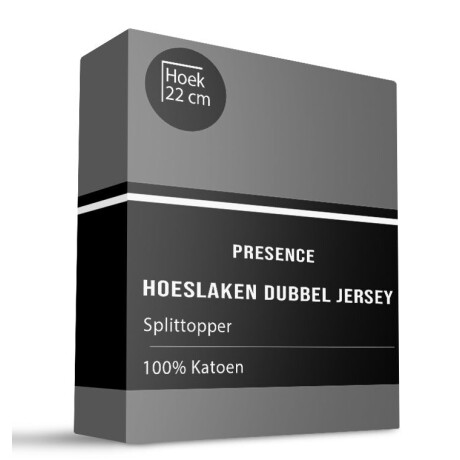 Splittopper Hoeslaken - Katoen Dubbel Jersey - Antraciet - 160x200cm - Antraciet - Presence - Dekbed-Discounter.nl