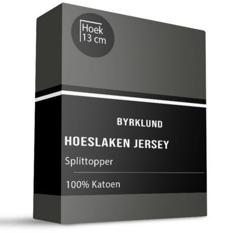 Splittopper Hoeslaken Katoen - Jersey Stretch - Antraciet - 160x200cm - Antraciet - Byrklund - Dekbed-Discounter.nl