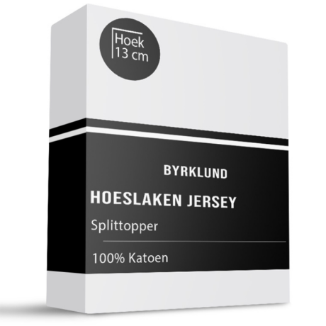 Splittopper Hoeslaken Katoen - Jersey Stretch - Wit - 160x200cm - Wit - Byrklund - Dekbed-Discounter.nl