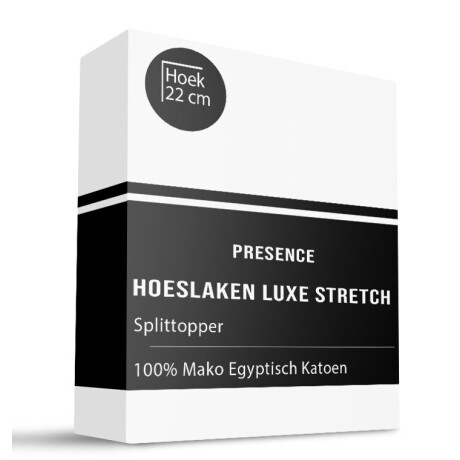 Splittopper Hoeslaken- Mako Jersey Katoen - 200x200cm - Wit - Presence - Dekbed-Discounter.nl