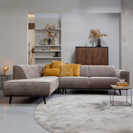 WOOOD Hoekbank 'Statement' Links, Rib, kleur Taupe