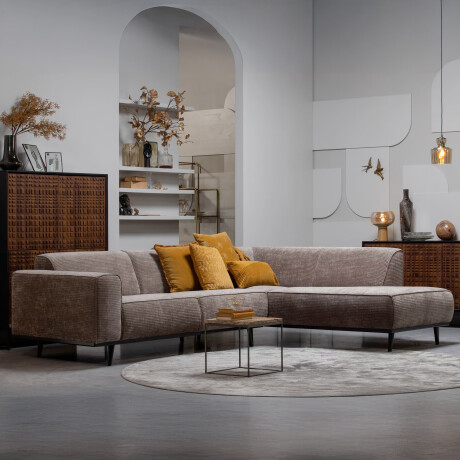 WOOOD Hoekbank 'Statement' Rechts, Rib, kleur Taupe