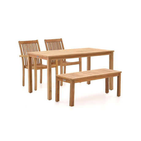 Sunyard Jakarta/Liverpool 145cm dining tuinset met bank 4-delig stapelbaar - Laagste prijsgarantie!
