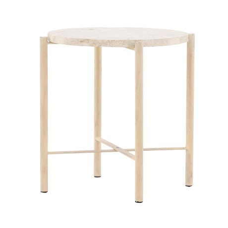 Thora ronde bijzettafel beige - met stenen blad - Ø 40 cm