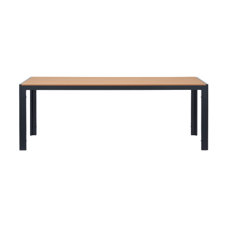 Tibbe aluminium tuintafel zwart met polywood tafelblad - 205 x 90 cm