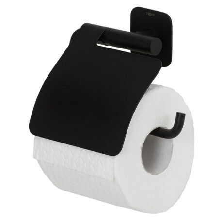 Tiger Colar Toiletrolhouder - met klep - zelfklevend - zwart 1314130746