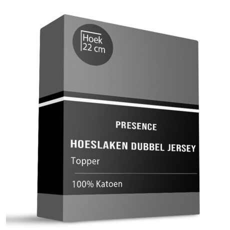 Topper Hoeslaken - Katoen Dubbel Jersey - Antraciet - 190x200cm - Antraciet - Presence - Dekbed-Discounter.nl