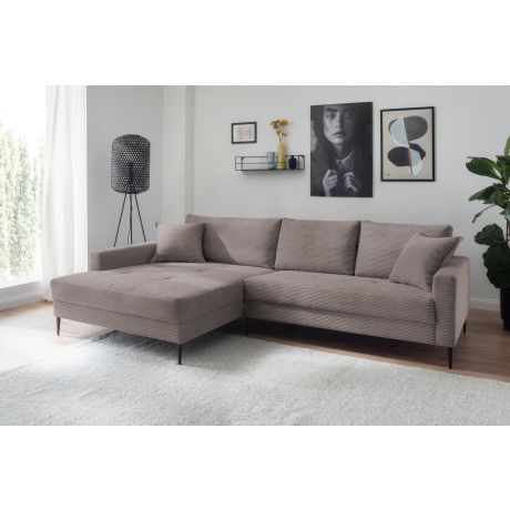 Trends by HG Hoekbank Summer L-vorm in cordstof met metalen voet
