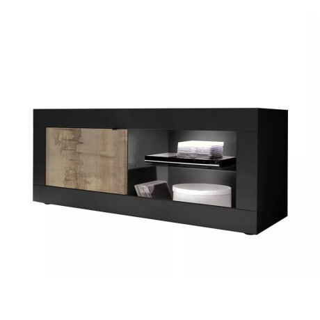 Tv-meubel Basic 140 cm breed zwart met eiken