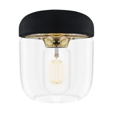 Acorn lampenkap zwart met brass - Ø 14 cm