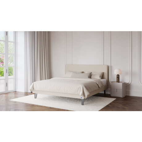 BRUNO Classic bed 180x200cm in beige | Matrashardheid: Links H3 / Rechts H3 | Inclusief matras, lattenbodem en metalen poten