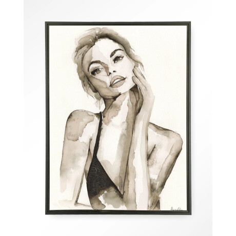 Urban Cotton Wandkleed 'A Woman's Face' 145 x 190cm in Floating Frame - black