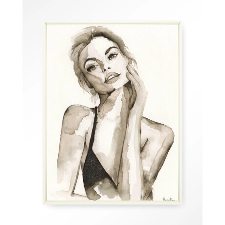 Urban Cotton Wandkleed 'A Woman's Face' 145 x 190cm in Floating Frame - off white