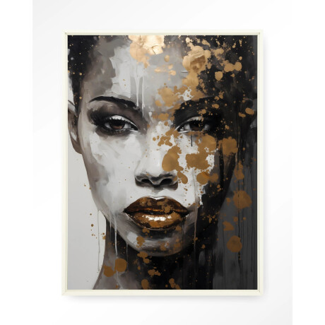 Urban Cotton Wandkleed 'Golden Girl' 110 x 145cm in Floating Frame - off white