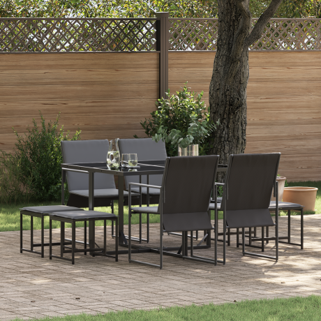 vidaXL Tuin eettafelset 9 pcs Zwart Staal