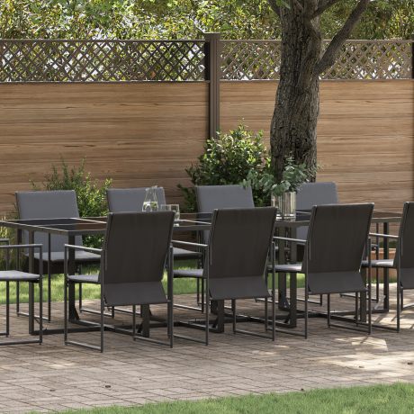 vidaXL Tuin eettafelset 11 pcs Zwart Staal