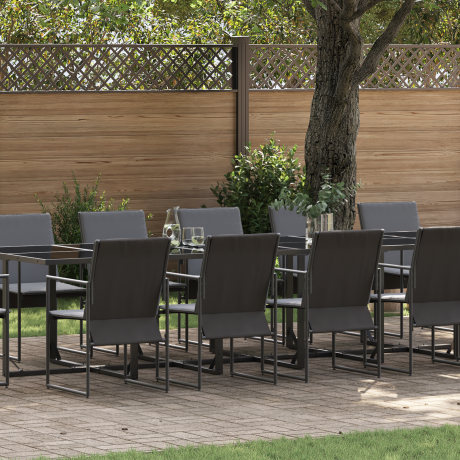 vidaXL Tuin eettafelset 13 pcs Zwart Staal