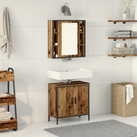 vidaXL 2-delige Badkamermeubelset Oud Hout Gefabriceerd Hout
