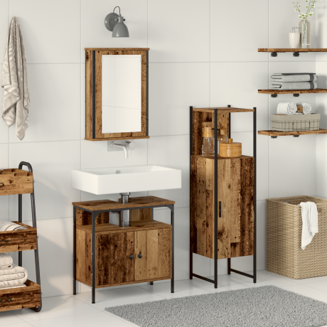 vidaXL 3-delige badkamermeubelset Oude Hout Engineered Hout