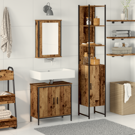 vidaXL 3-delige badkamermeubelset oude hout