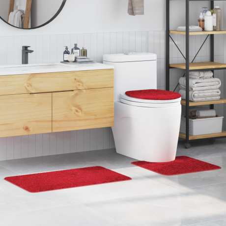 vidaXL 3-delige Badmattenset anti-slip polypropeen rood