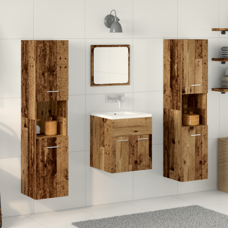 vidaXL Badkamermeubelset Wandgemonteerd 4 pcs Oud Hout Bewerkt hout