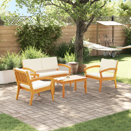 vidaXL Bistroset met kussen 4 pcs Bruin Polyester