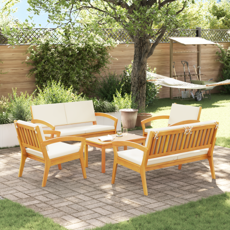 vidaXL Bistroset met kussen 5 pcs Bruin Polyester