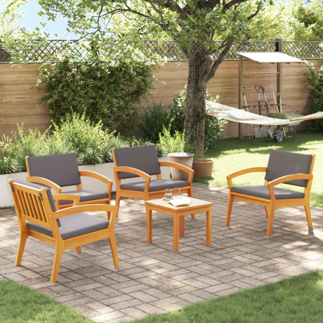vidaXL Bistroset met kussen 5 pcs Bruin Polyester