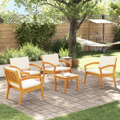 vidaXL Bistroset met kussen 5 pcs Bruin Polyester