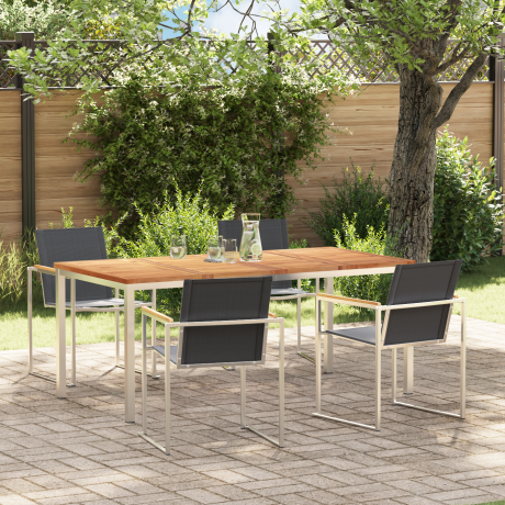 vidaXL Tuin eettafelset 5 pcs Bruin Massief Teakhout