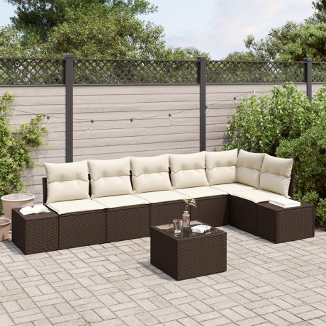 vidaXL 6-delige tuinset met kussens grijs poly rattan