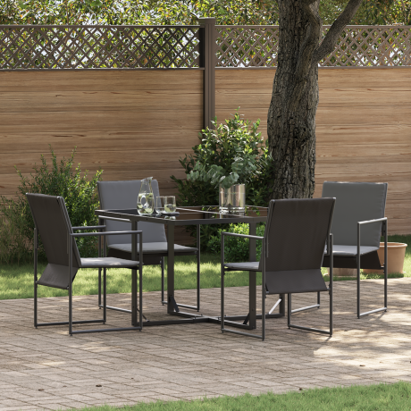 vidaXL Tuin eettafelset 5 pcs Zwart Staal