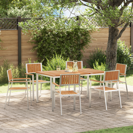 vidaXL Buiten eettafelset 7 pcs Bruin Massief Teakhout