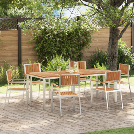 vidaXL Buiten eettafelset 7 pcs Bruin Massief Teakhout